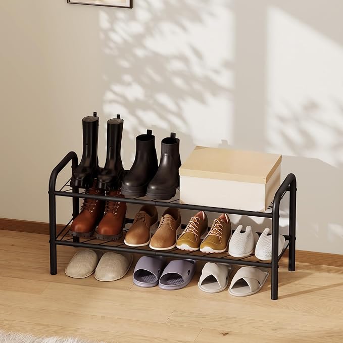 Shoe Rack,Long Shoe Organizer for Closet,Wide Shoe Storage for Entryway, 2 Tier Sturdy Metal Free Standing Shoe Shelf