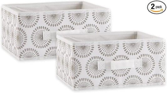 DII Non Woven Polyester Storage Bin, 11x11x5.5-inch, Starburst Gray, 2 Piece