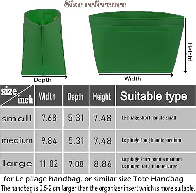 Lckaey Purse Organizer Insert for longchamp le pliage large Handbags Insert Organizer 1012green-M