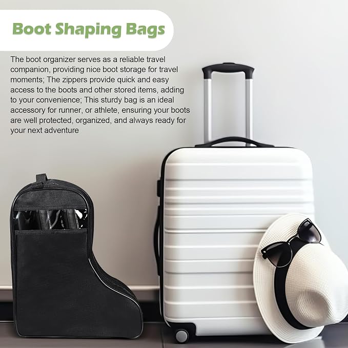 1 Pc Boot Bags for Cowboy Boots Portable Storage Bag for Travel Long Tube Shoes Bags Men Tall Shoe with Handle for Home Travel (Black)