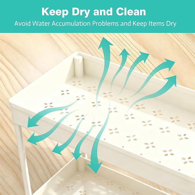 Under Sink Organizers and Storage 2 Pack, Pull-Out Sliding Cabinet Organizer with 2-Tier Storage Shelf & 4 Hooks, Multi-Purpose for Kitchen & Bathroom (13 Inch, White)