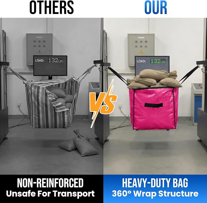 TAILI 2 Pack Pink Extra Large Moving Bags, Heavy Duty Totes with Visible Window, Wrap Around Handles, Space-Saving Storage, Alternative to Moving Boxes