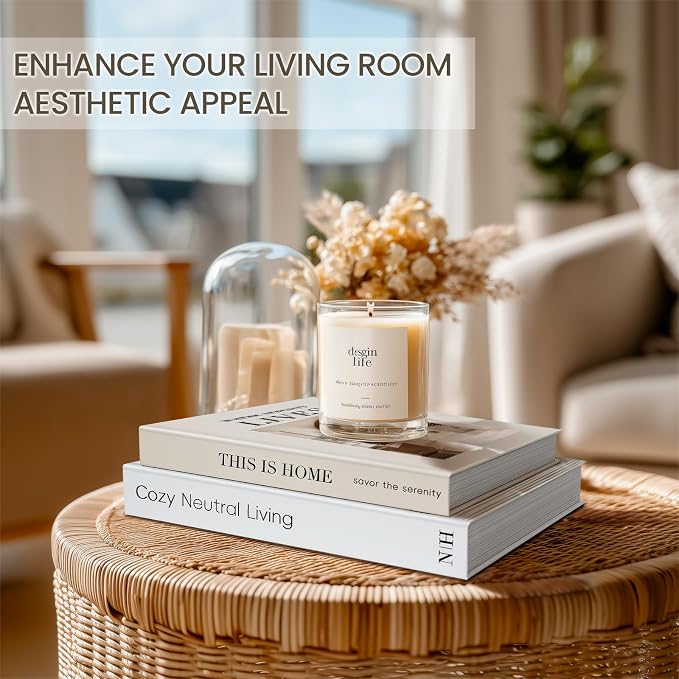 Decorative Books for Neutral Home, Fake Books Storage Boxes for Decoration | Set of 2 Coffee Table Books with Hidden Storage, Stackable Photo Keepsake Box for Living Room Bookshelf Decor, Beige