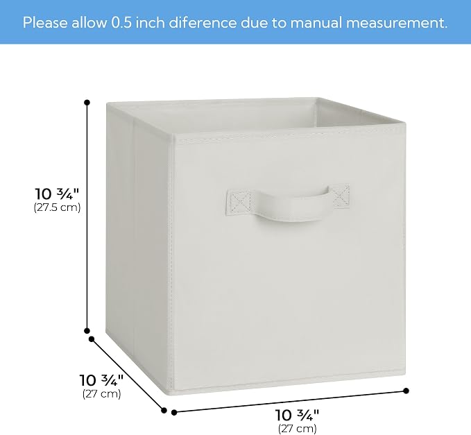 Cupic Cupid 11 Inch Storage Cube, Fabric Cube Storage Bin with Handles, Storage Cube Organizer for Clothes and Toys, Collapsible Cube Bins for Closet, Shelves, Nursery, 6-Pack, Beige
