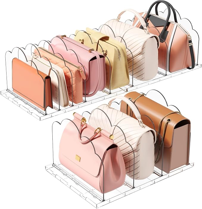Lifewit Purse Organizer for Closet, Clear Handbags Storage Organizer, Adjustable Clutch Purse Storage Organizer Holder for Closet, 3 Pack Bookshelf Dividers for Sweater in Bedroom 35 x 24 cm/14 x 9.5"