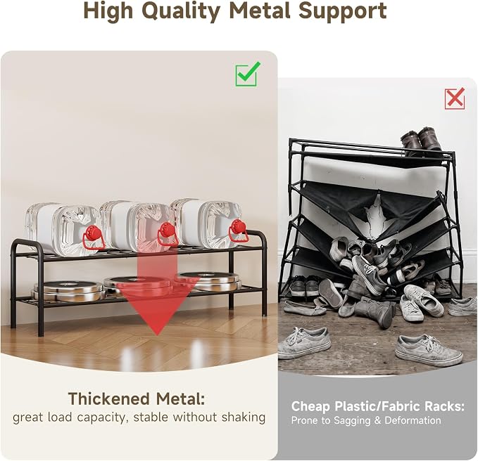 Shoe Rack,Long Shoe Organizer For Closet,Wide Shoe Storage For Entryway, 2 Tier Sturdy Metal Free Standing Shoe Shelf