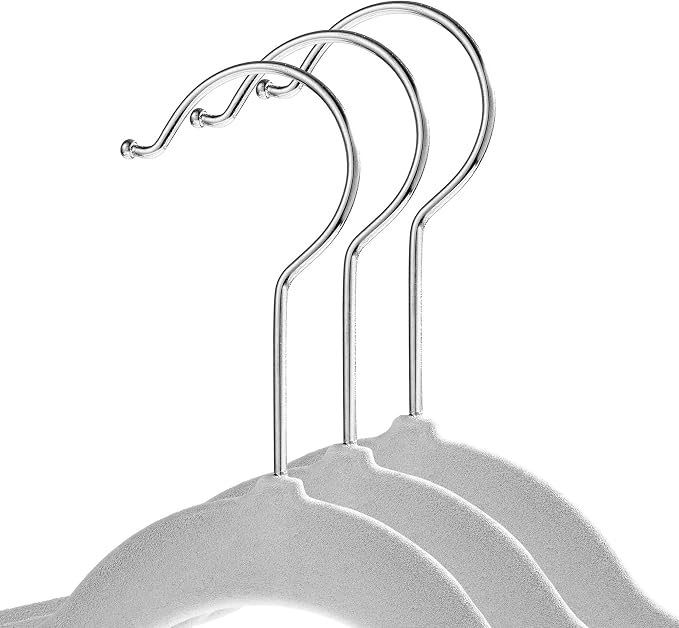 Casafield 100 Velvet Baby Hangers - 11" Size for Infant & Toddler Clothes - Gray