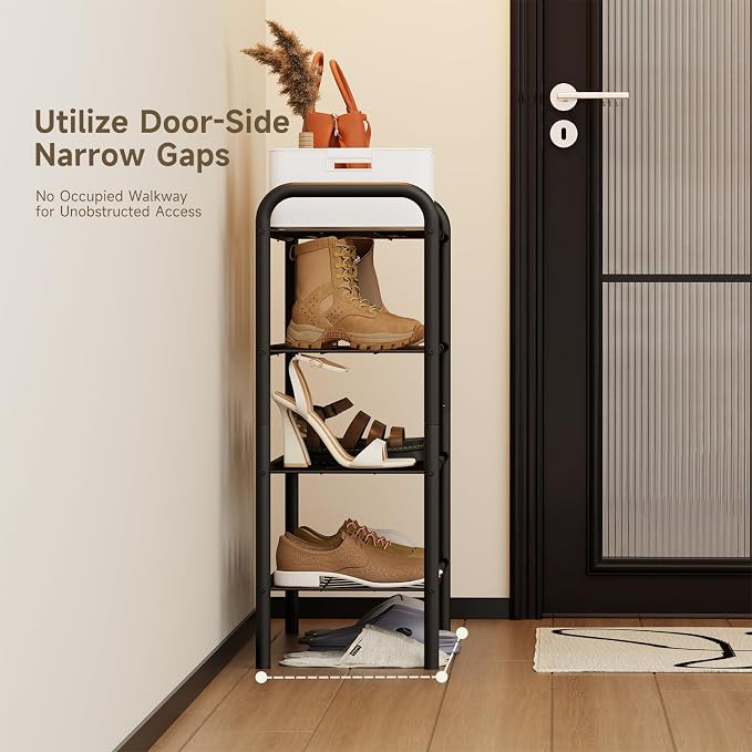 Shoe Rack,Long Shoe Organizer for Closet,Wide Shoe Storage for Entryway, 4 Tier Sturdy Metal Free Standing Shoe Shelf