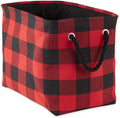 DII Buffalo Check Storage Collection Collapsible Bin with Handles, Medium Rectangle, 16x10x12, Red & Black