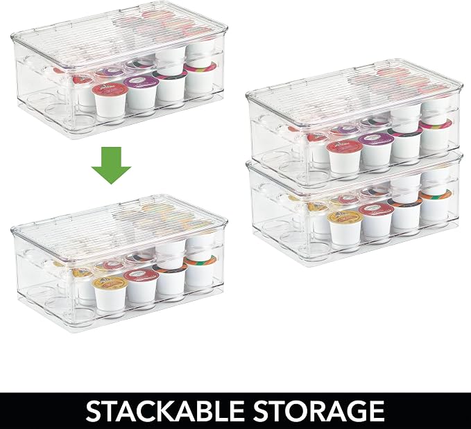 iDesign Stackable Coffee Pod Holder for K-Cup Pods, Set of 2, Clear | 29 K-Cup Capacity
