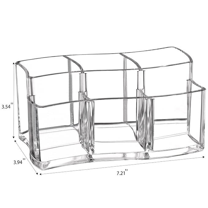 Tbestmax 6 Slot Acrylic Makeup Brushes Holder Organizer, Clear Eyebrow Pen Container Cosmetics Storage