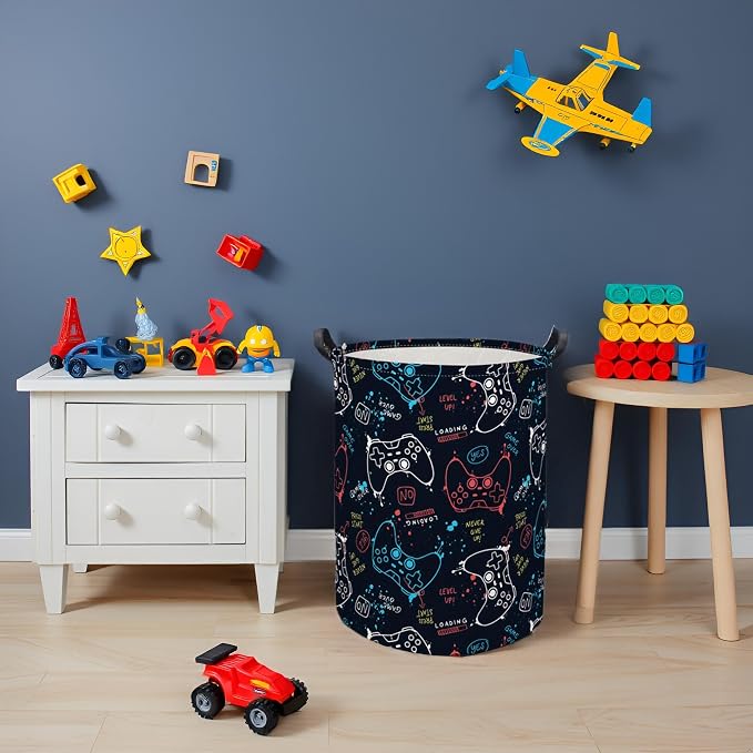 Game Laundry Basket Boys Kids Baby Laundry Hamper Dirty Clothes Organizer Toy Storage Bin Nursery Hamper for Bedroom Room Decor(Game)