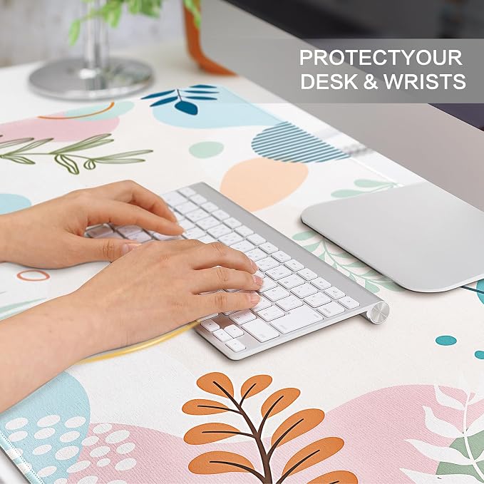 Lokigo Colorful Abstract Boho Large Mouse Pad, Waterproof Green Pink Desk Mat, Non Slip Computer Gaming Mouse Pad, XXL Full Desk Mousepad Writing Pad for School Office Home 31.5" x 15.7"