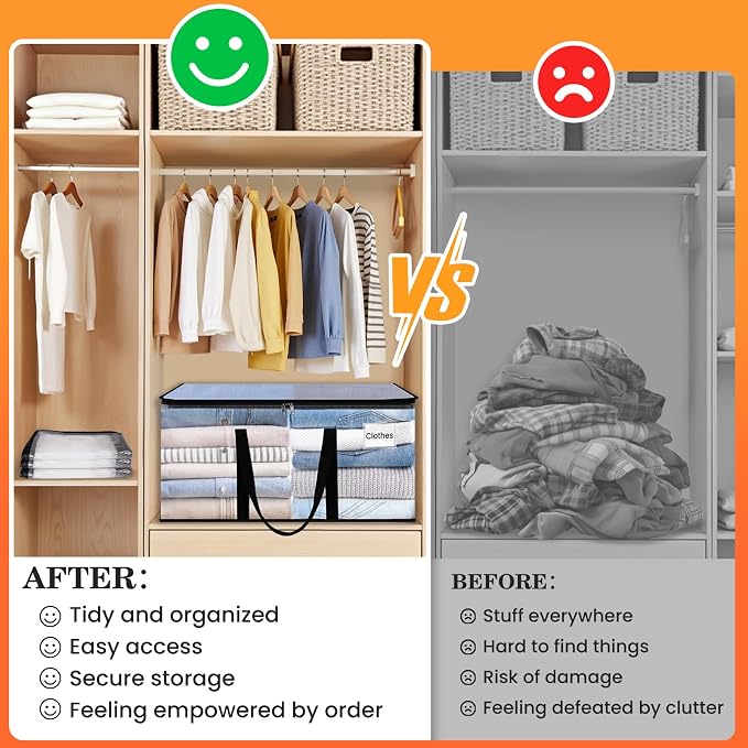 Extra Large Heavy Duty Moving Bags, Storage Bags with Strong Zippers & Handles, Packing Bags for Moving Essentials, Ideal Storage Tote for Home, Dorm & Storage Solutions, 76L, 4 Packs, Clear