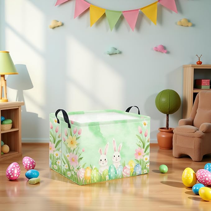 Rectangular Easter Basket for Kids & Baby - Storage Basket & Organizer Shelf - Bunny Easter Decor