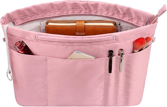 Vercord Purse Insert Organizers for Tote Handbag Bag in Bag with Zipper Liner Bag Organizer for Women 14 pockets
