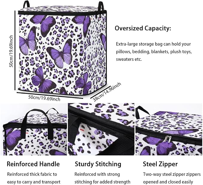 2pcs blanket storage bag for under bed,closet organizers 95L | clothing sweater sheet bedding comforter duvet quilt pillow toy storage bags with lids,dorm room essentials for containers