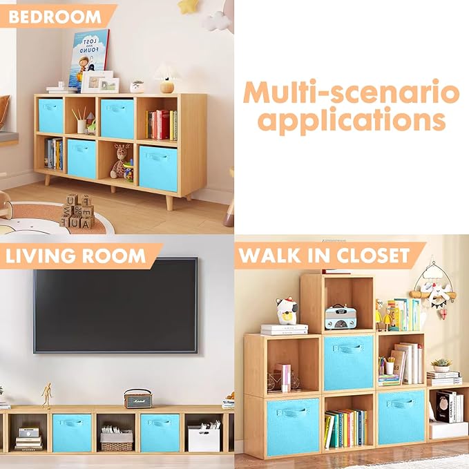 Shellkingdom Storage Bins, Foldable Fabric Storage Cubes And Cloth Storage Organizer Drawer For Closet And Toys Storage,2 Pack（Light Blue）