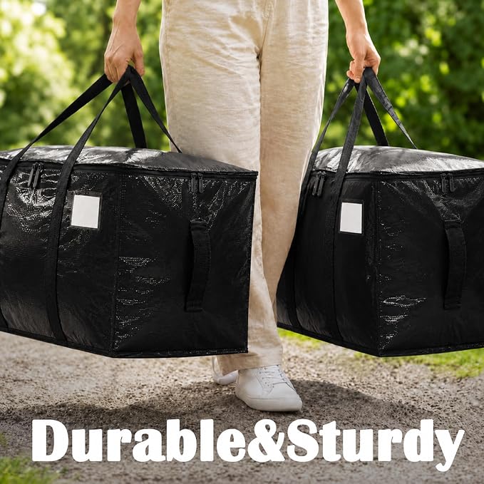 Songrey Heavy Duty Moving Bags, 12 Pack Large Storage Bags with Zipper & Handles, Waterproof Totes Bags for Clothes Packing, Moving, College Supplies, Home Organization