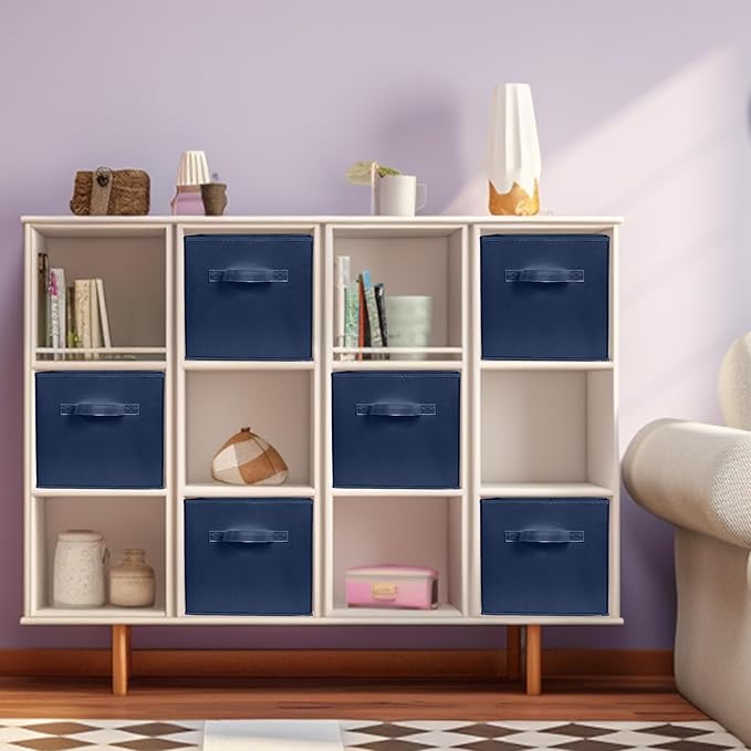 ShellKingdom Storage Bins, Foldable Fabric Storage Cube And Cloth Organizer | Storage Drawer For Closet And Toys, 13 X 13 X 13 INCH, 2 Pack (Dark Blue)