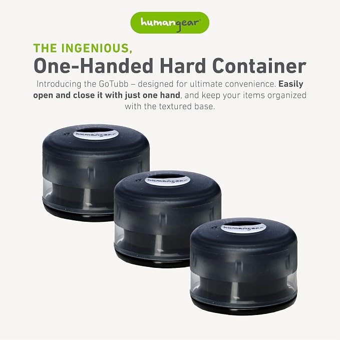 humangear GoTubb – Storage Containers for Snacks, Small Essentials and Travel Gear, Made from Food-Safe Materials, Black, Small (3-pack)