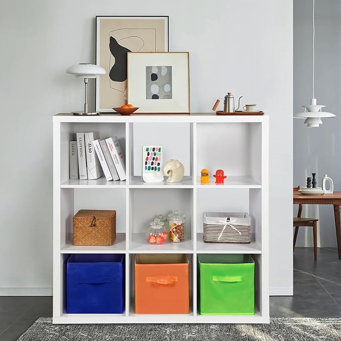 Fabric Storage Bins - 6 Pack Collapsible Cube Organizer for Closet, Shelves & Living Space, Pastel & Dark Color Options - Foldable Storage Boxes with Handles for Clothes (Dark Colors, 11 inch)