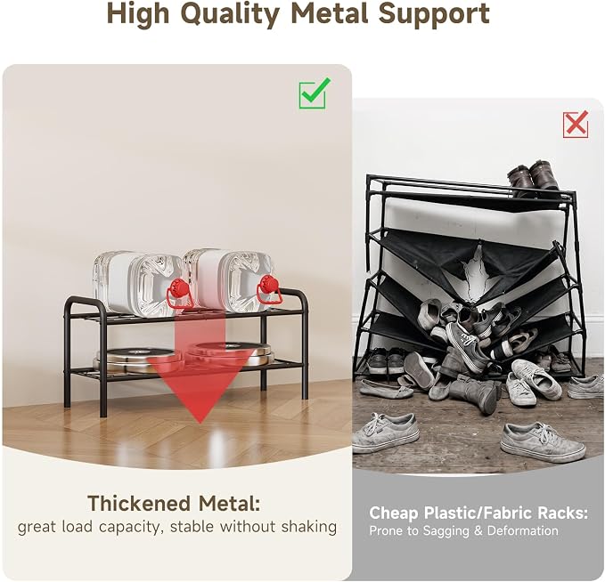 Shoe Rack,Long Shoe Organizer for Closet,Wide Shoe Storage for Entryway, 2 Tier Sturdy Metal Free Standing Shoe Shelf