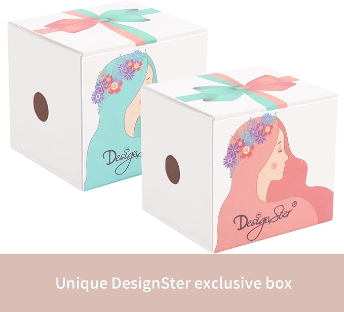 DesignSter Velvet Ring Box Hexagon - Premium Gorgeous Vintage Double Ring Display Holder with Detachable Lid for Proposal, Engagement, Wedding, Ceremony(Nude peach)
