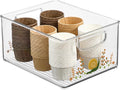 iDesign Bathroom Organizer Bin with Decorative Print - Stackable Plastic Storage Basket for Makeup & Vanity Organization - Clear