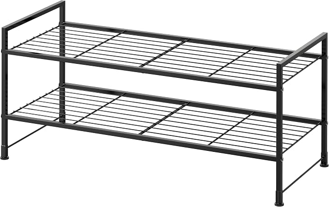 Simple Houseware 2-Tier Stackable Wire Shoes Rack, Black