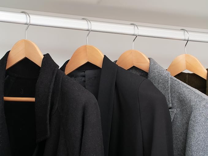 StorageWorks Wooden Hangers 6 Pack, Extra Wide Shoulder Wood Coat Hanger for Coats, Shirts, Jackets, Pants, Suits, Natural Wood Color
