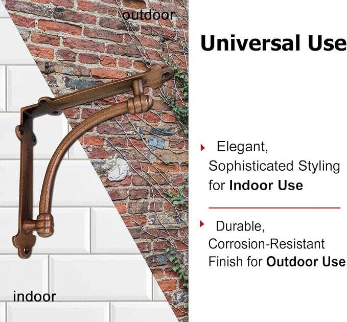 NACH Decorative Shelf Brackets, 2 Pack of 7.25 x 1.6 x 7.25 inch Copper Cast Iron Shelf Brackets - Decorative Brackets for Mounting - Industrial Style Brackets