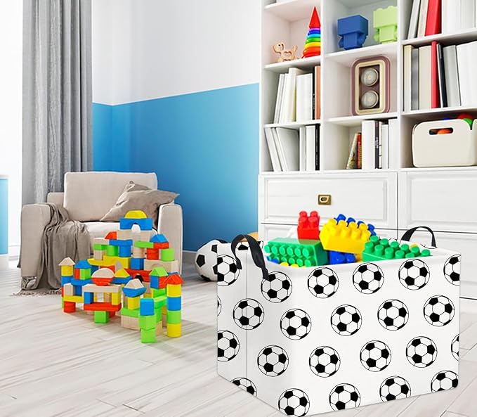 Rectangular Soccer Basket Kids Baby Storage Basket Cute Kids Toy Storage Bin Organizer Shelf Book Room Decor(Soccers)