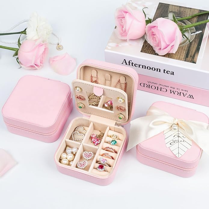 AYGXU Travel Jewelry Box for Women and Girls - Small Case With Initial A-Z - Teacher Gifts