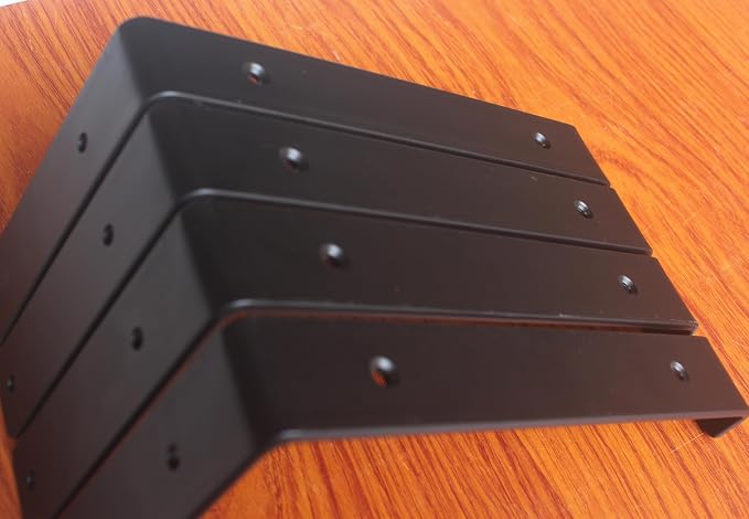 10 Pack - 9.25" L x 6" H x 1.5" W J Lip Shelf Brackets Rustic Farmhouse Iron Wall Floating Shelf Bracket Metal Shelf Bracket Industrial Shelf Supports with Screws Black