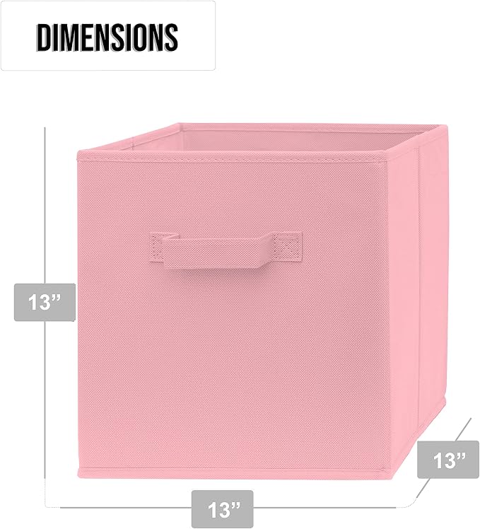 13 Inch Cube Storage Bins - 2 Pack - Large, Dual Handles, Foldable | 13x13 Fabric Bins for Organizing Closet, Clothes and Toys