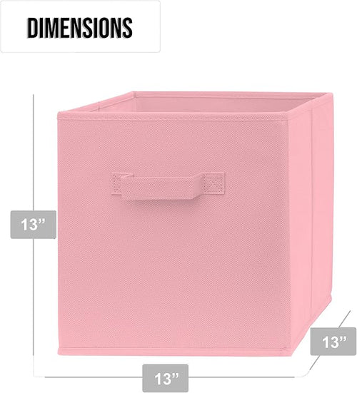 13 Inch Cube Storage Bins - 4 Pack - Large, Dual Handles, Foldable | 13x13 Fabric Bins for Organizing Closet, Clothes and Toys