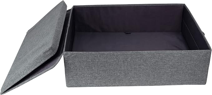 Bigso Soft Underbed Storage Box - Durable Under Bed Storage Containers for Seasonal and Oversized Items - Under Bed Bins with Lids for Dust-Free Organization - 18.1in x 21.7in x 6.3in - Grey