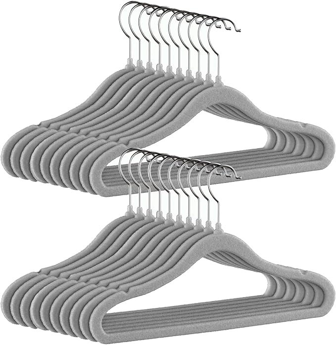 GoodtoU Velvet Baby Hangers Kid Hangers Clothing 11" Toddler Infant Hanger for Nursery 20 Pack - Drak Grey