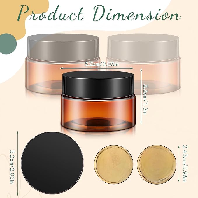 SATINIOR 12 Pack Plastic Container Jars with Lids Round Clear Travel Cosmetic Container Jars for Toiletries, Lotion, Cream, Ointments, Makeup, Rhinestone, Samples, Kitchen Storage(1 oz,Amber)
