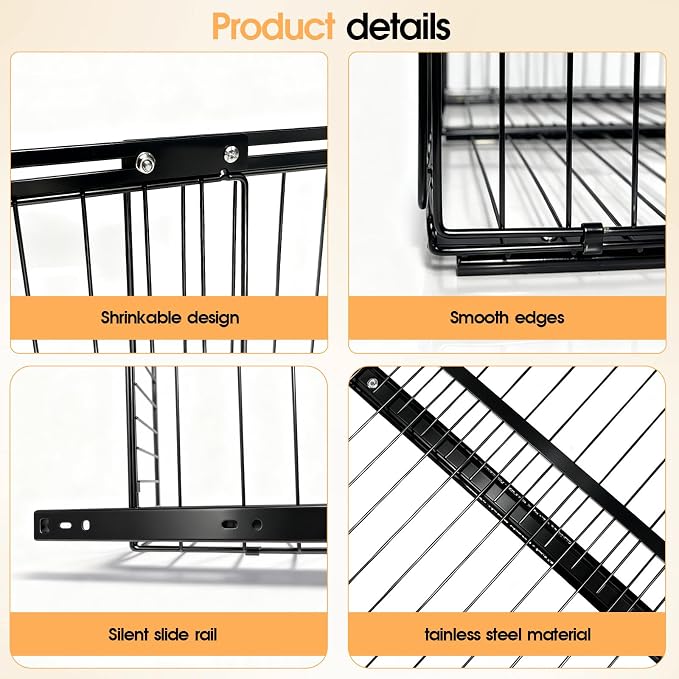 Expandable Pull Out Cabinet Organizer Adjustable Width 13"-20", Kitchen Organization with Adhesive.Bathroom Under Sink Organizers and Storage,Bedroom Slide out Drawers,Pantry