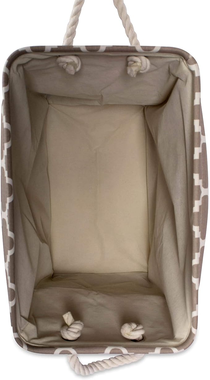 DII Polyester Container with Handles, Lattice Storage Bin, Large, Brown (Pack of 3)