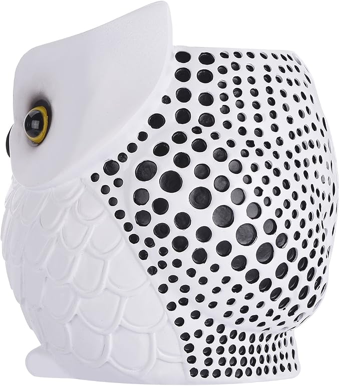Owl Pen Holder, Owl Pen Pencil Container Carving Brush Pot Brush Holder Desk Organizer Decoration,Luxury Gift and Exquisite Handicraft (White:Owl)