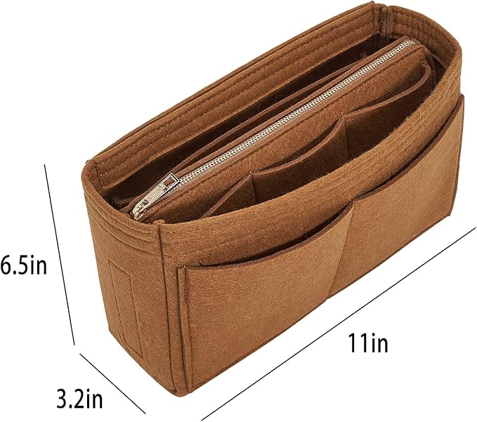 Vercord Felt Organizer Insert For Purse Handbag Tote Bag In Bag Inside Shaper Divider Neo Coffee Slender Medium