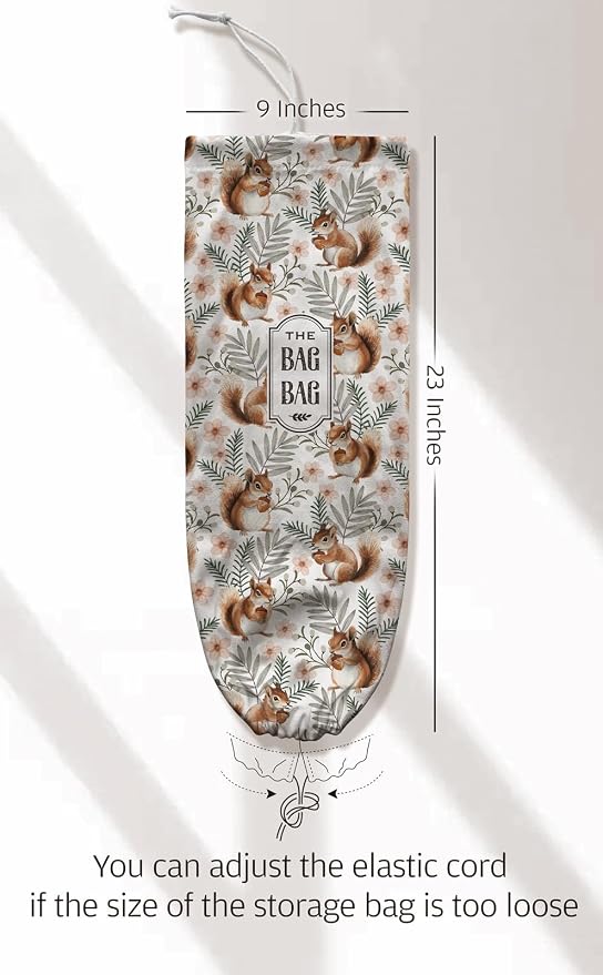Squirrel Plastic Bag Holder,Grocery Bag Organizer Storage for Plastic Bags Groceries Store The Bag Bag 23" x 9"