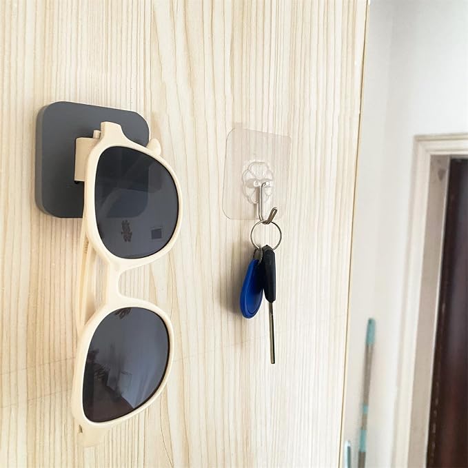 Sunglasses Organizer Wood Sunglasses Storage Wall Mounted Eyeglasses Holder Eyewear Display,Home Decor, (2pcs-Grey-Short-Sunglass Holder)
