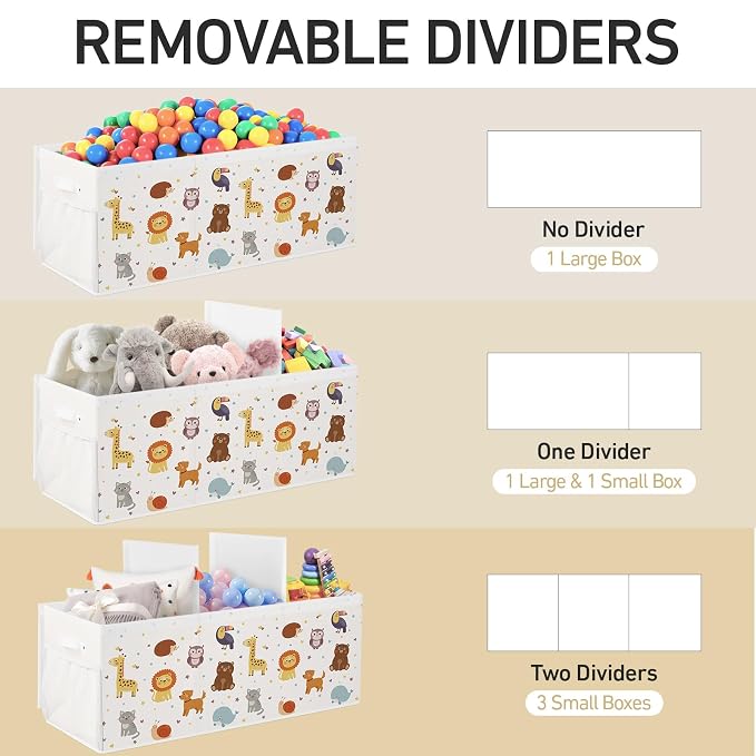 Extra Large Collapsible Toy Box with Lids, Sturdy Storage Organizer for Kids, 38"x16"x13" Toy Chest for Playroom, Nursery, Bedroom, Living Room (Chubby Animals)
