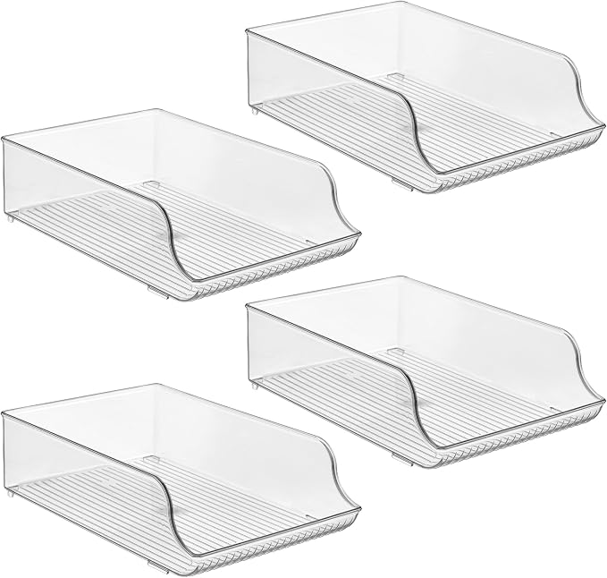 iDesign Water Bottle Organizer for Fridge, Set of 4, Clear | Made in USA