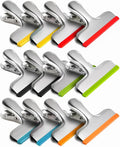 HOUSE AGAIN 12 Pack Stainless Steel Chip Bag Clips Covered with Silicone - NO More Sharp Edges - Color Coded for Food Bags - Air Tight Seal, Heavy Duty for Kitchen and Office, 3 Inches, Colorful