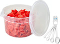 Lumintrail Cambro 12 Quart Round Food Storage Container Translucent with Lid, Bundle Includes a Measuring Spoon Set